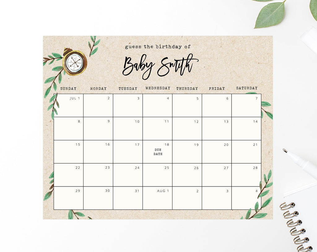 due-date-calendar-template-adventure-awaits-baby-shower-calendar-baby-due-date-game-printable