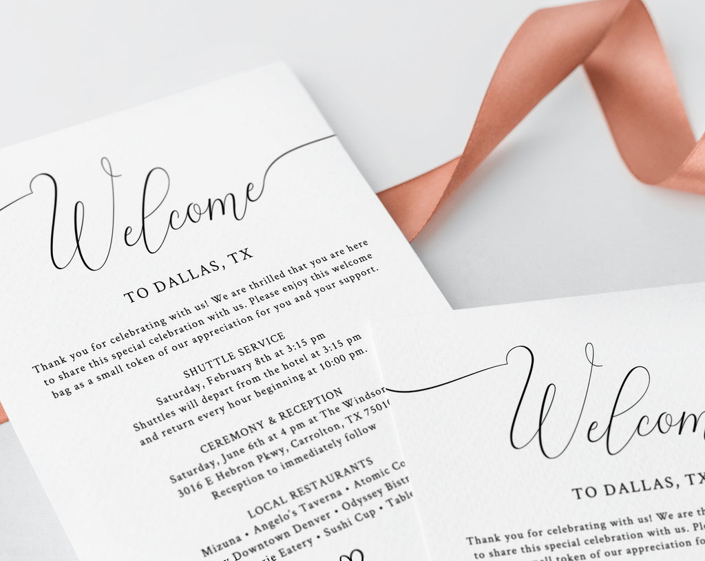 Welcome Letter Template, Wedding Itinerary Card, Welcome Bag Letter,  Wedding Agenda, Printable Hotel Welcome Note, Templett, W21 Within Welcome Bag Letter Template