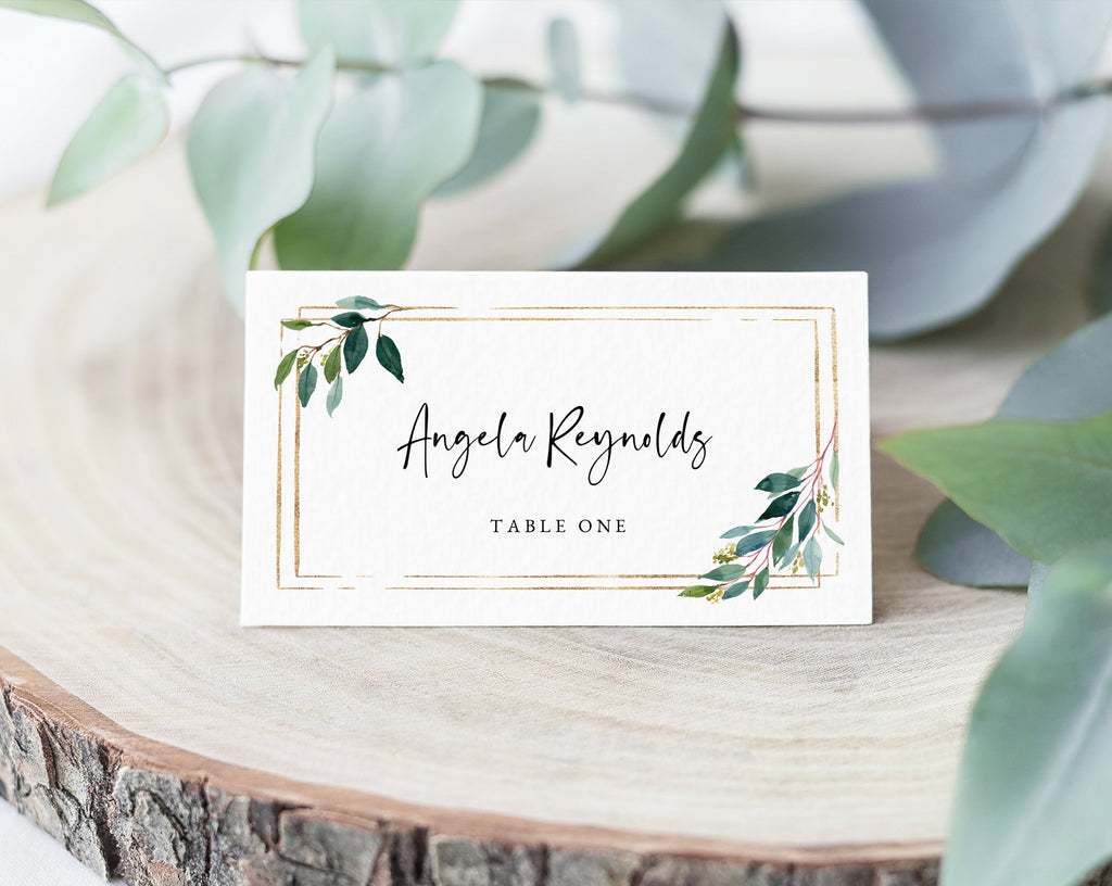 Greenery Wedding Place Cards Template, Seating Card, Wedding Table Car | paperandthings