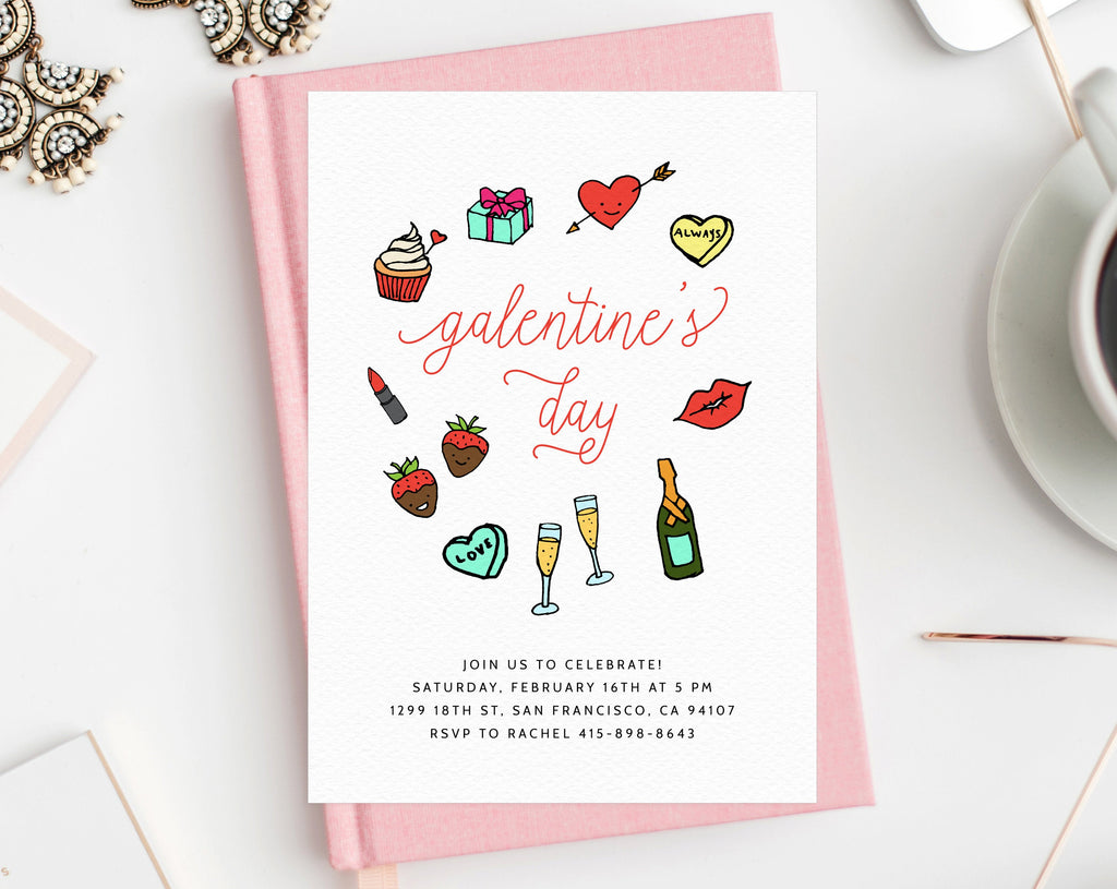 Galentine's Day Invite Template, Printable Galentines Party Invitation