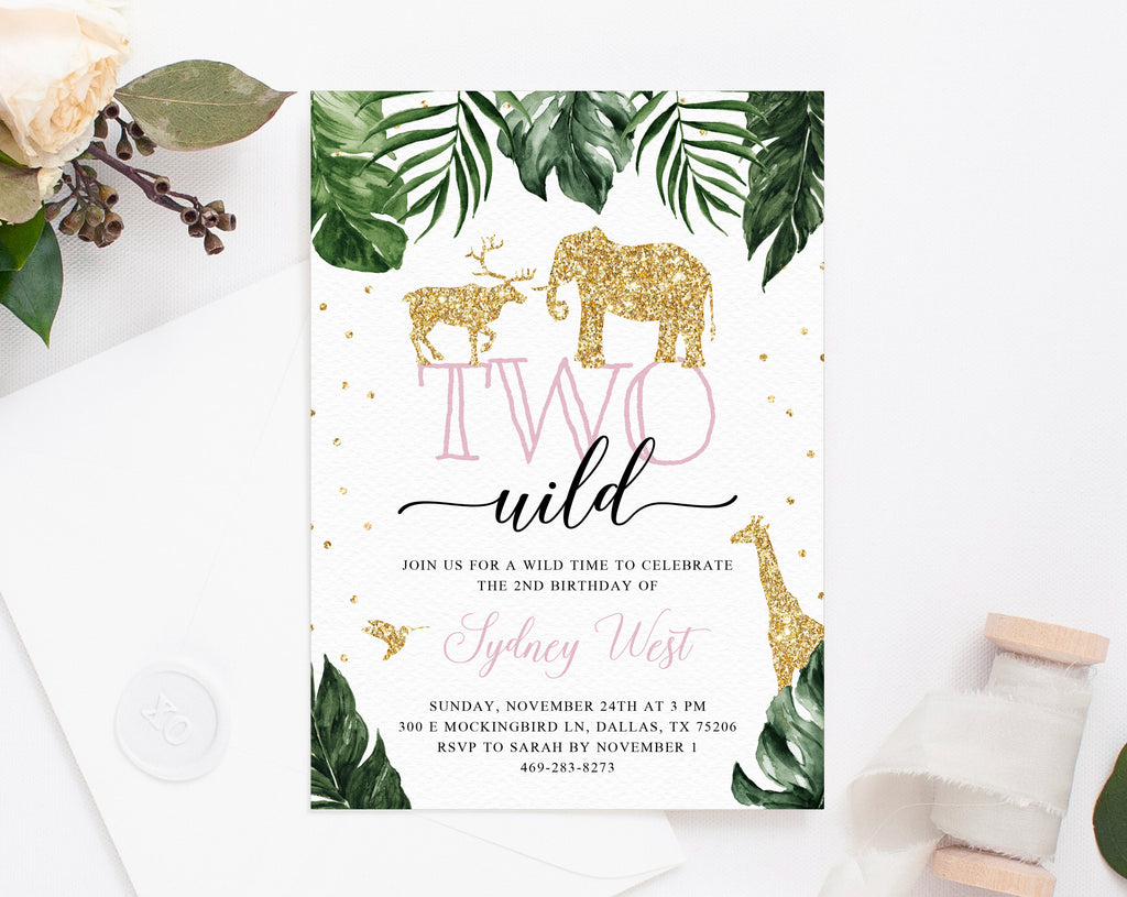 Two Wild Invitation Template, Printable Wild 2nd Birthday Invitation