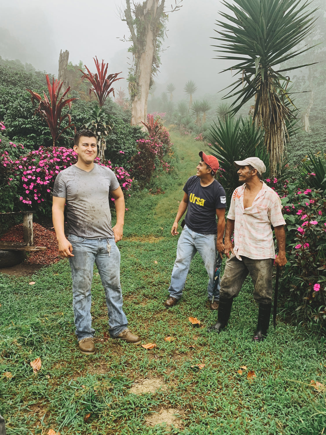 Jairon "Niño" Moreno (left), Enrique Delcid (middle), & Lupito, Farm Manager for El Niño (right)