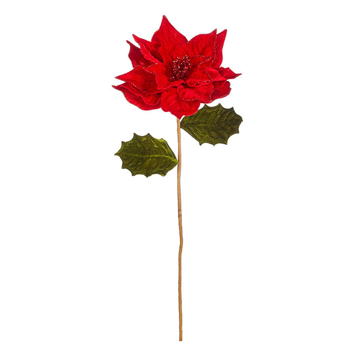 23" Red Poinsettia Stem