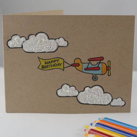 Happy Birthday Card with Puffy Clouds