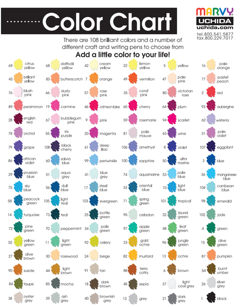 Marvy Uchida 108 Color Chart