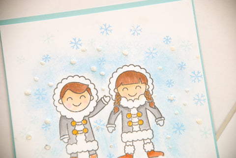 Uchida Snow Marker - Falling Snow Handmade Card