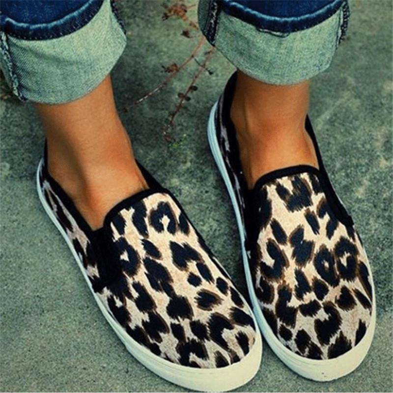 leopard print slip on loafers