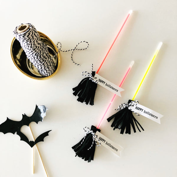 GLOWSTICK BROOM - NO CANDY HALLOWEEN TREAT - STYLED