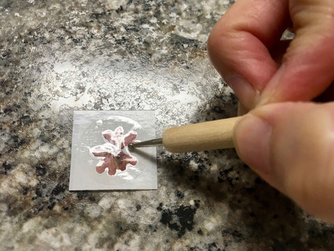 burnish pressed flower sticker to remove air bubbles
