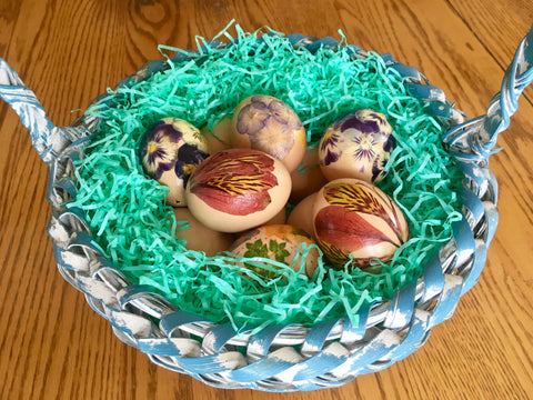 pressed flower Easter eggs