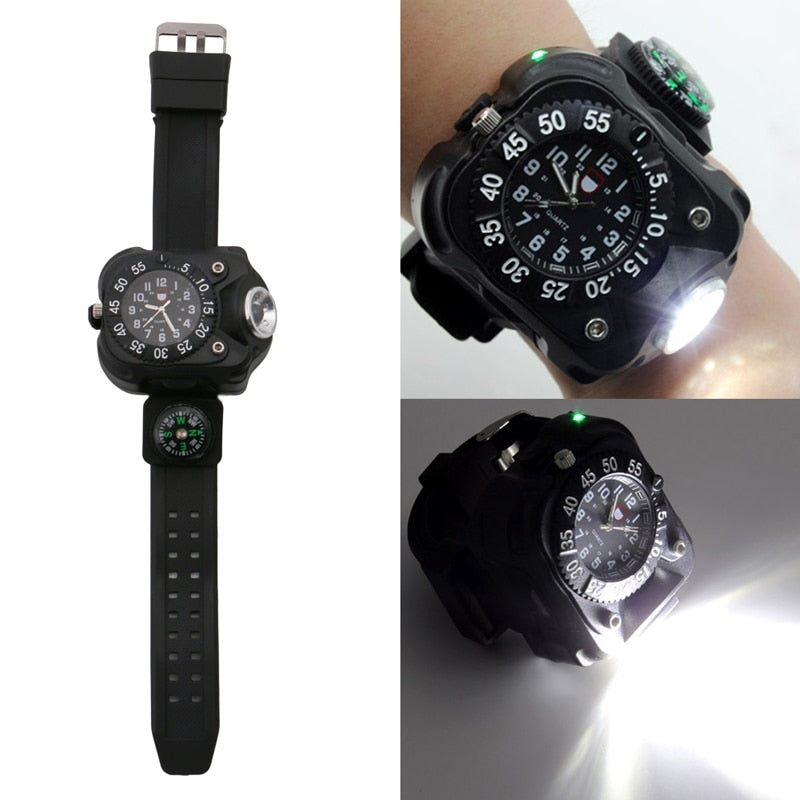 wrist watch with led flashlight