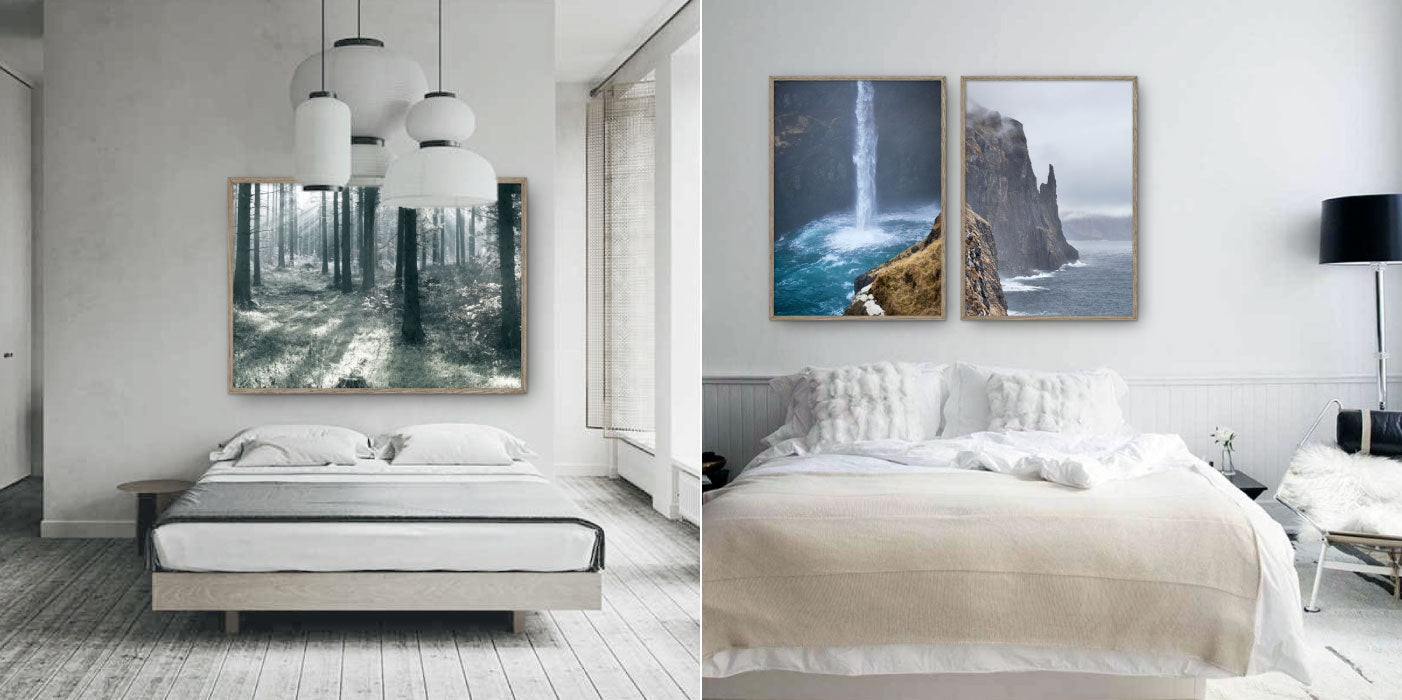 to eksempler på billeder til soveværelset