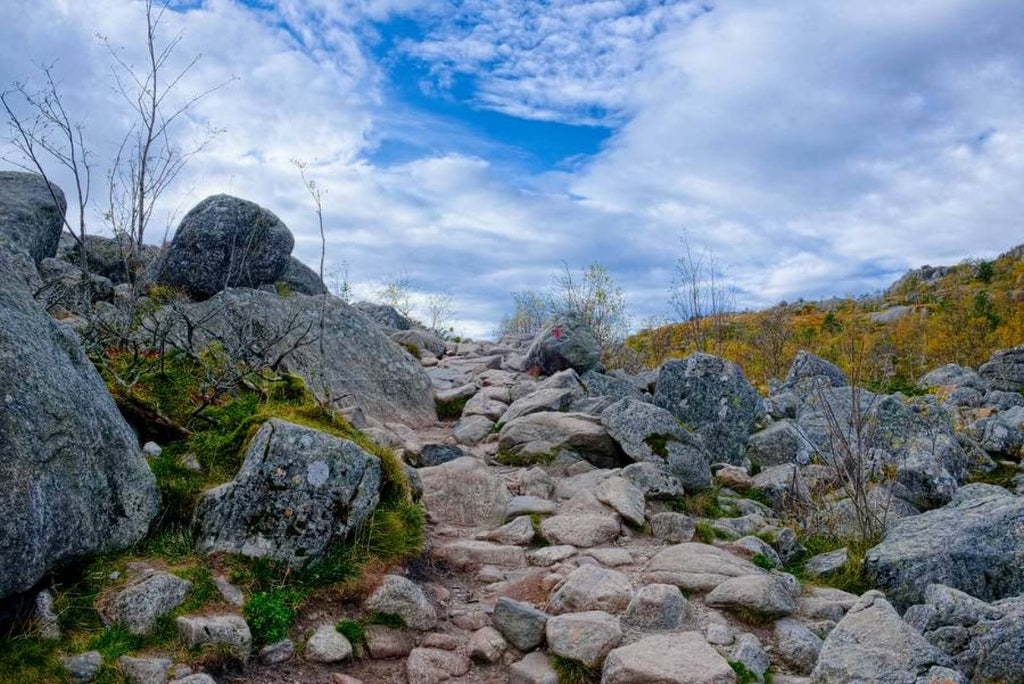 en af de mange stigninger med granitsten