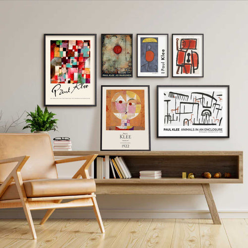 Stuevæg med Paul Klee kunstplakater