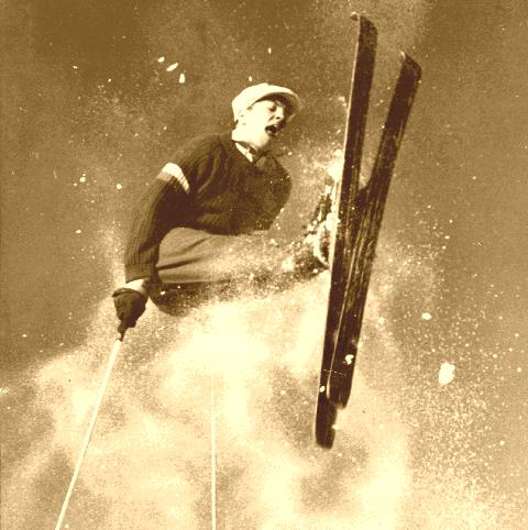 A Roelsprung at Lake Placid c. 1946 on Vintage Skis.