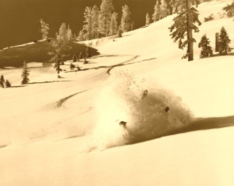 Fresh powder on Antique Skis.