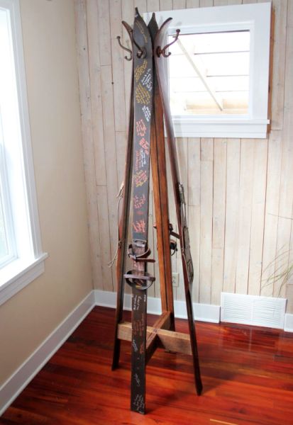 Wedding Guestbook turned into a Ski Coat Rack.