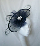 navy blue saucer hat for ascot by indigo daisy hat shop