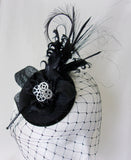 black feather plume steampunk victorian gothic fascinator by indigo daisy