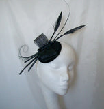 navy blue structured fascinator by indigo daisy hat shop