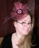 pink and black derby hat by the indigo daisy hat shop