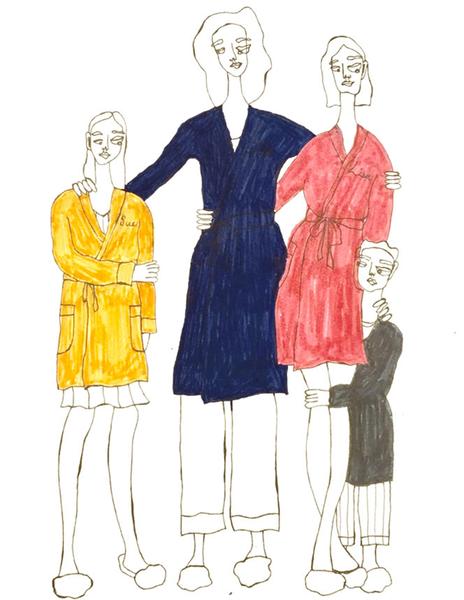 Sketch of a family in colorful robes