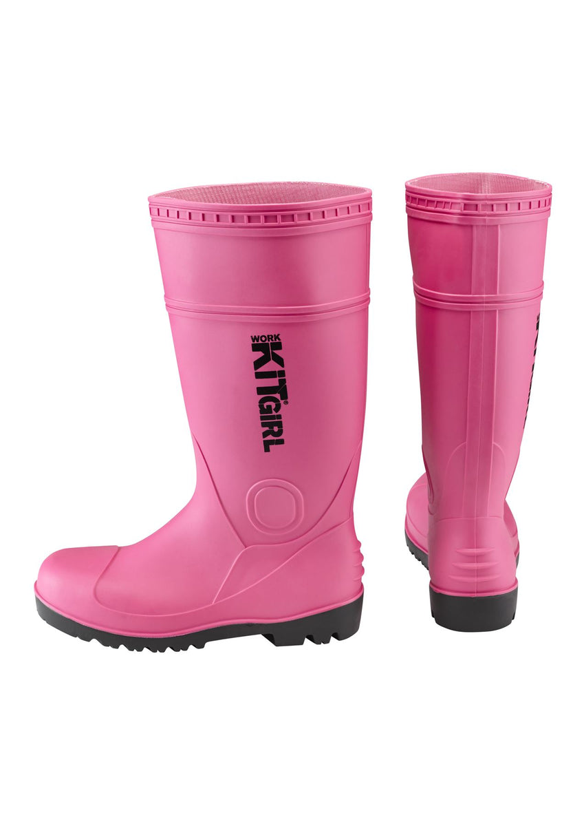 pink work boots