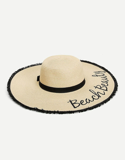 Trim Straw Floppy Hat