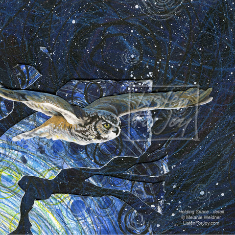 Holding Space art detail - owl flying