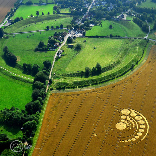 Avebury Stone Circle & crop circle © Philippe Ullens, Henge Skulls