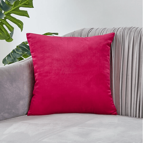 hot pink velvet cushion