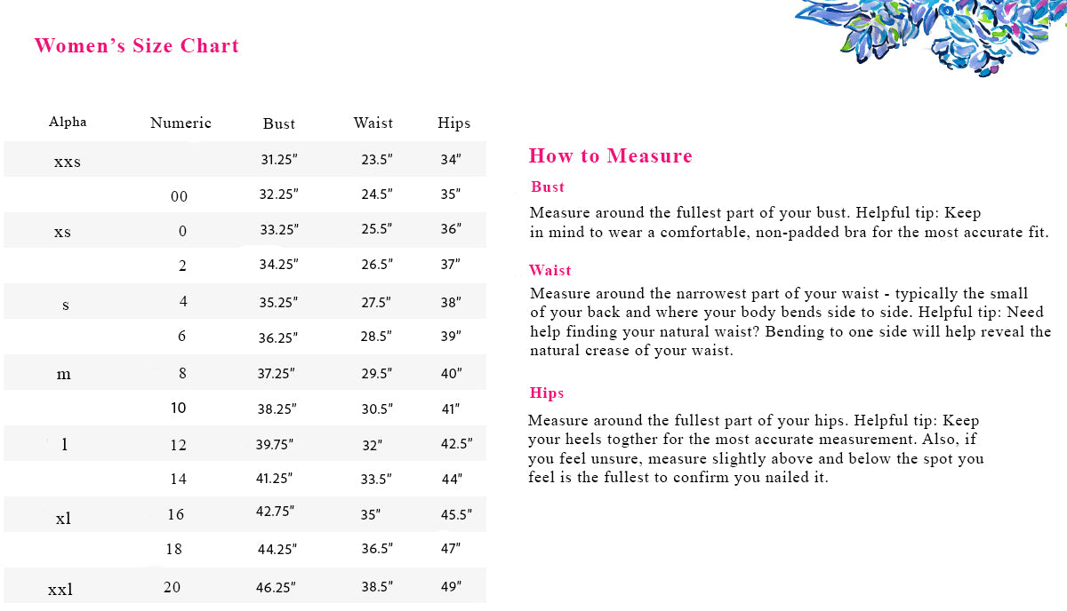 Lilly Pulitzer Plus Size Chart
