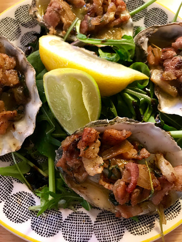 Grilled Mersea Oysters. Mail order oysters. 