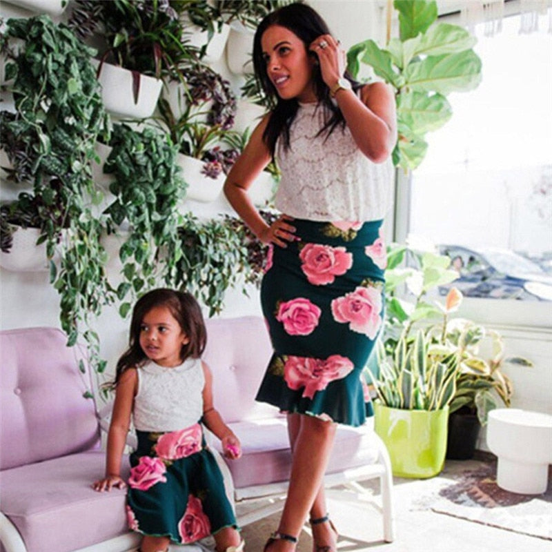 mother and daughter matching skirts