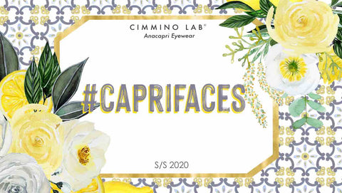 Logo Caprifaces con maioliche limoni e fiori di peonia