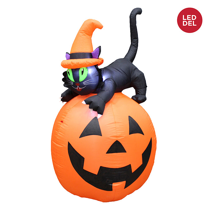 Chat Noir Sur Citrouille Gonflable - Boo'tik D'halloween