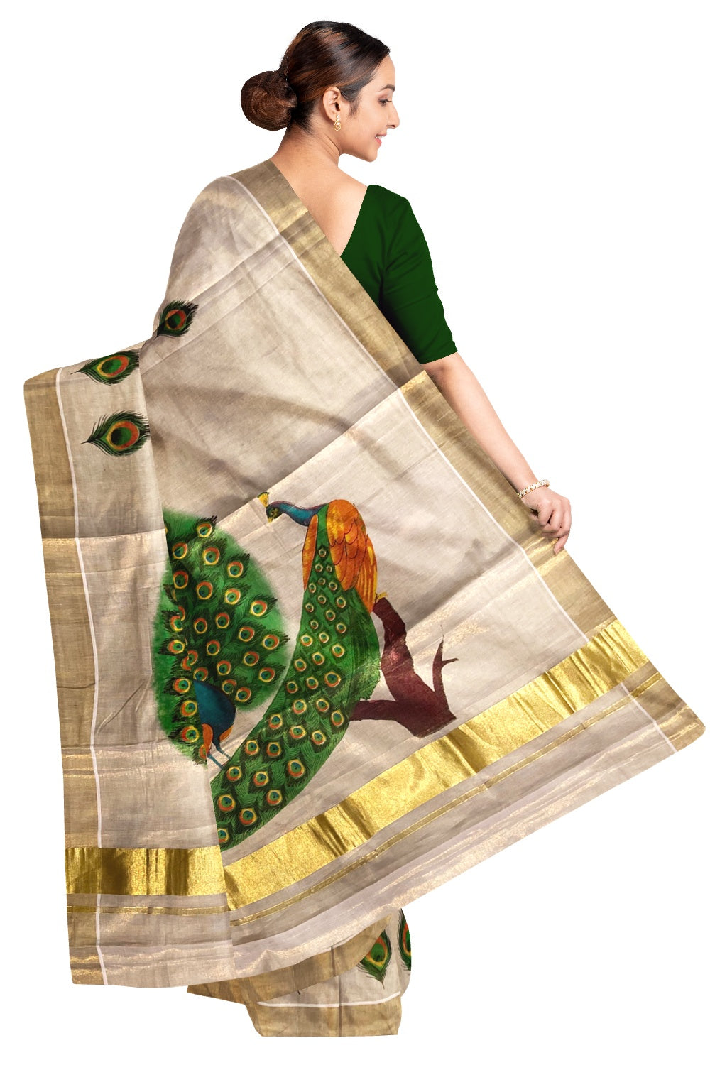 peacock design saree