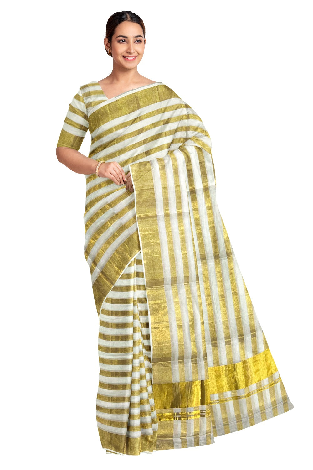 Southloom™ Original Handloom Cotton Kerala Saree with Kasavu ...