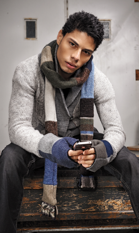 Men's Winter Skinny Scarf in Denim