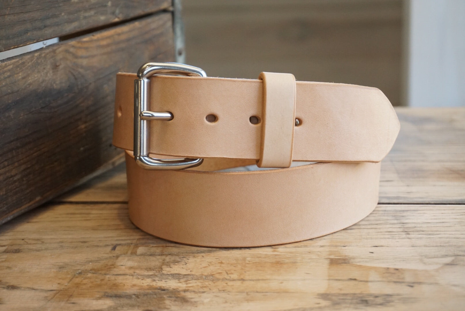 40" THICK NATURAL VEG TAN LEATHER BELT TO FIT WAIST 32" 