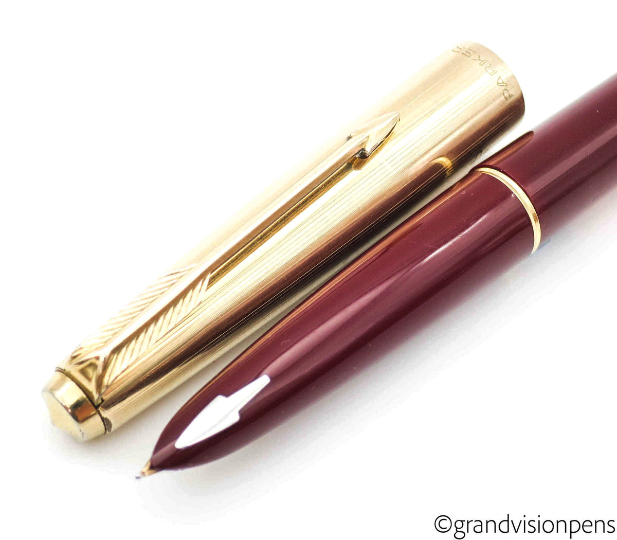 Vintage Parker 61 Fountain Pen And Pencil Set Burgundy And Rolled Gold Cap