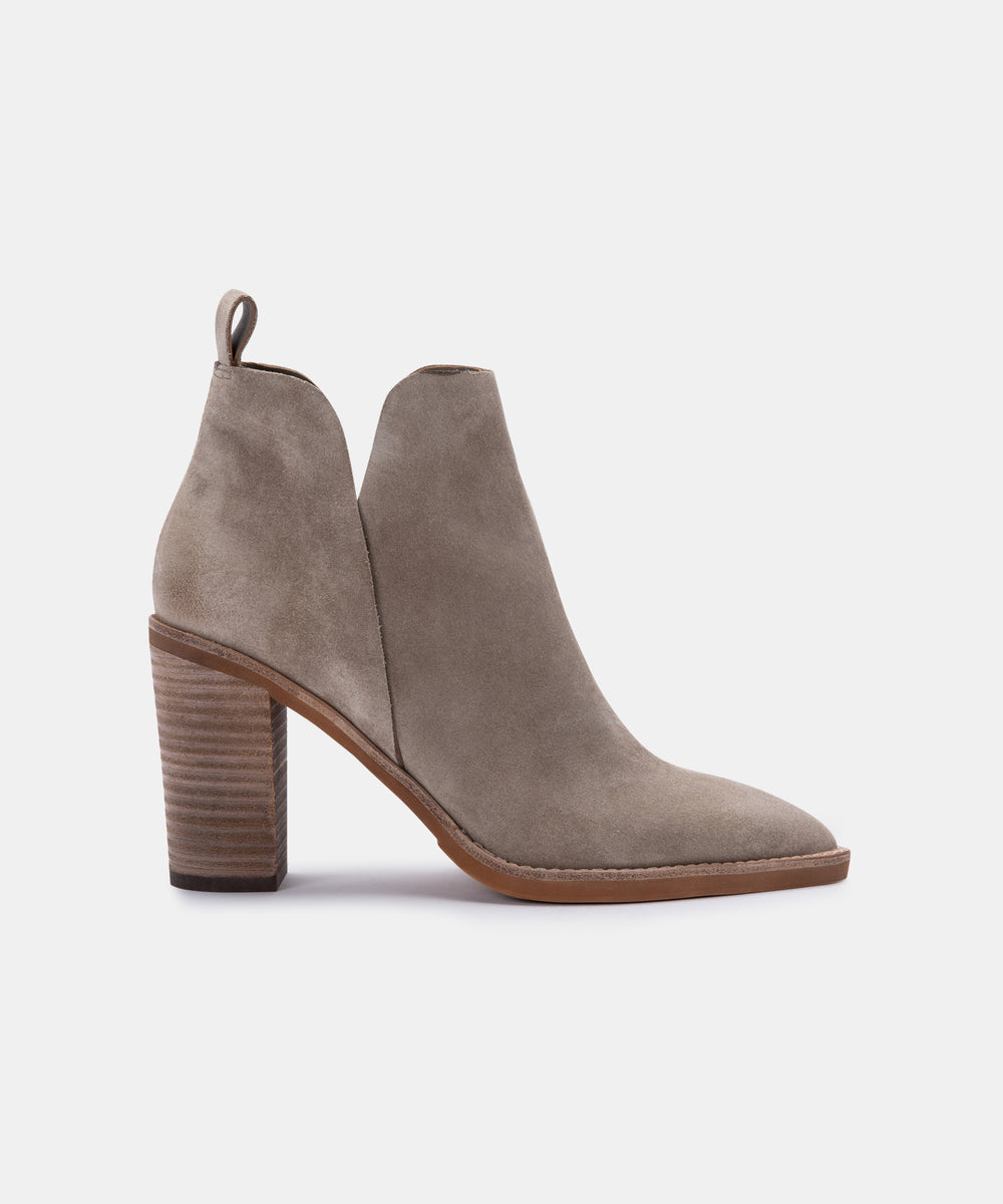 SHANON BOOTIES IN DK TAUPE SUEDE 