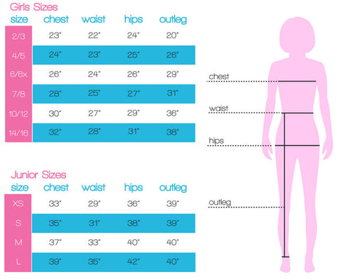 Size Chart for Candy Pink girl's apparel