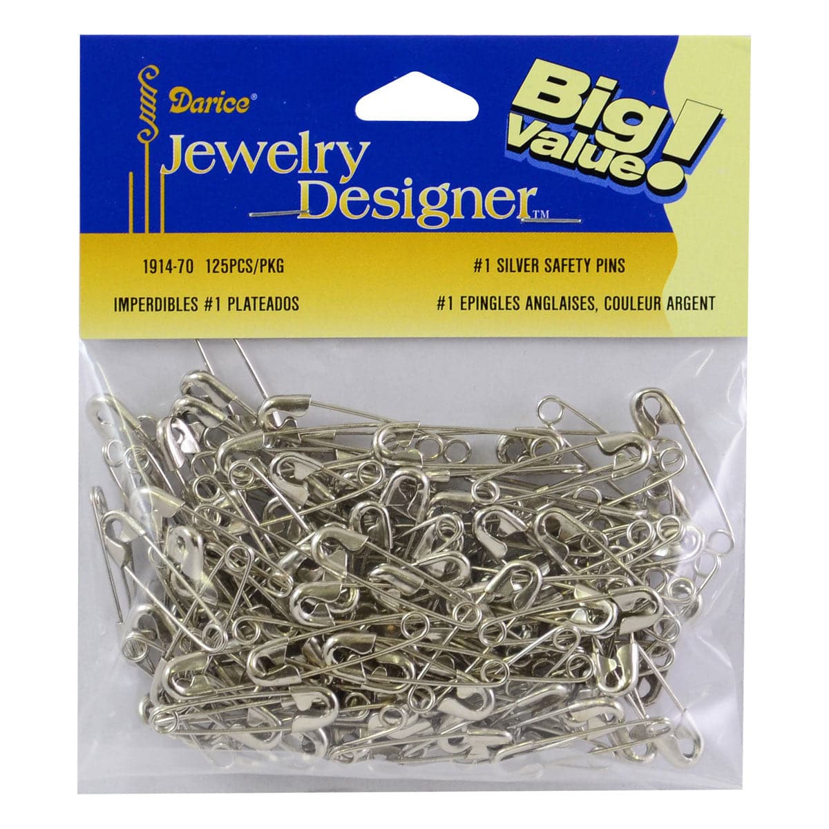 1 Steel Safety Pins 125 Pieces Silver