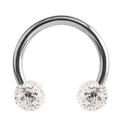 view all Steel Circular Barbell (CBB) (Horseshoes) with Glitzy Balls 1.2mm body jewellery