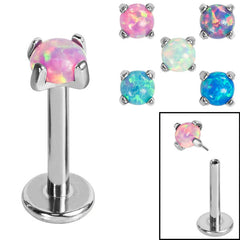view all Titanium Threadless Labrets - Titanium (Bend-fit) Claw Set Synth Opal body jewellery