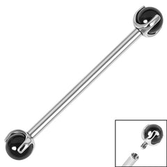 view all Titanium Internally Threaded Industrial Scaffold Bars 1.6mm - Titanium Claw Set Black Agate Balls body jewellery