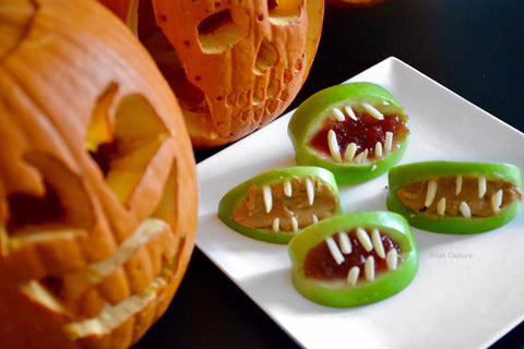 apple monster mouths for Halloween