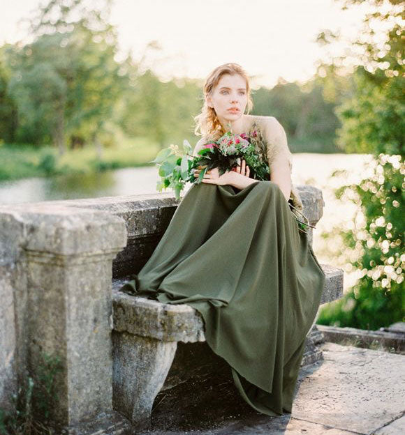 khaki green bridesmaid dress