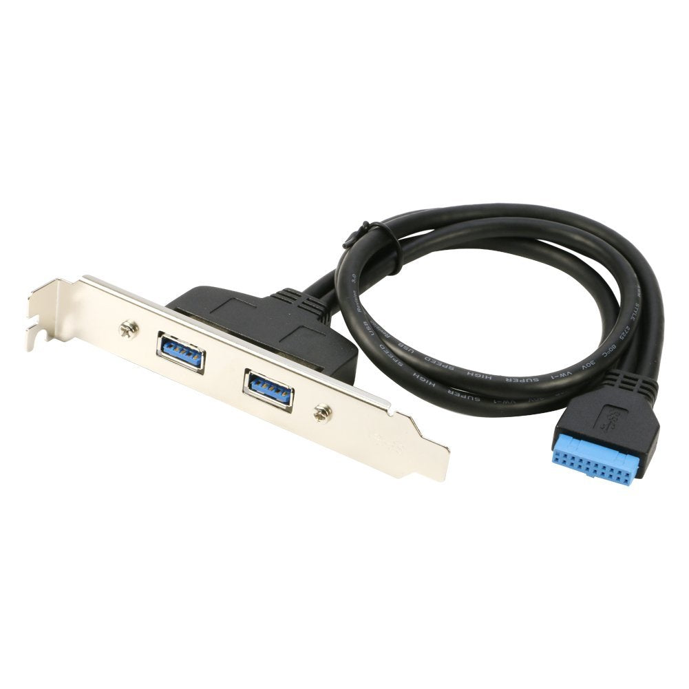 2Ports Dual USB 3.0 Female to 20 Pin Motherboard Adapter Cable with Bracke 